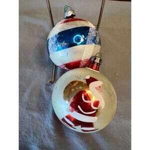 Vintage Christmas Ornaments: Santa & Striped